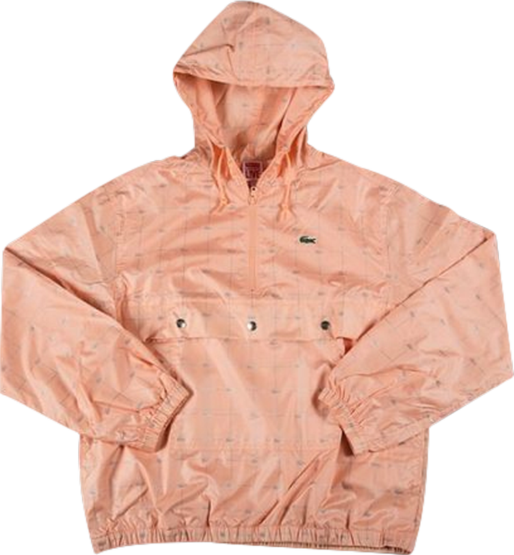 Анорак Supreme x Lacoste Reflective Grid Nylon Anorak 'Peach', оранжевый - фото