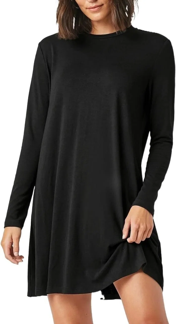 Женское платье с коротким рукавом из мягкого трикотажа, Black
