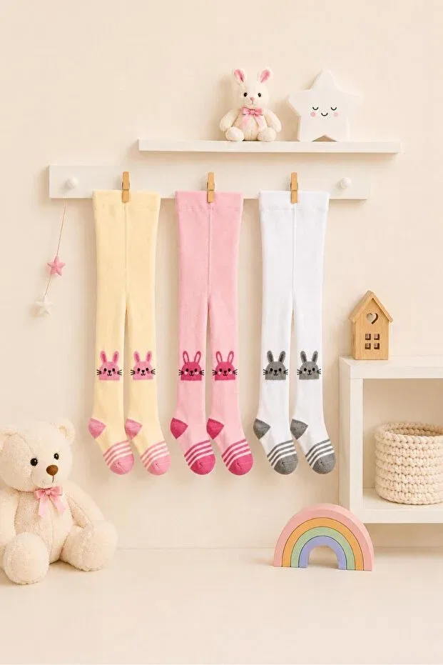 Детские колготки для девочек с принтом Pack of 3 girls' & kids' cotton patterned tights Lakoren, Pink