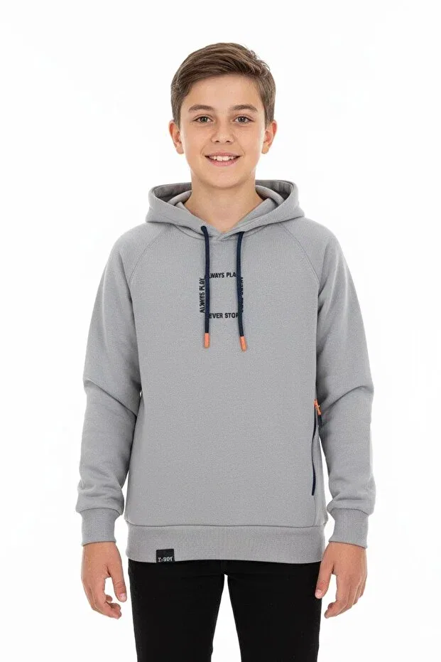 Детское худи для мальчиков оверсайз с капюшоном Newkids, Gray — фото 2