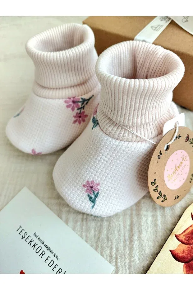 Детские пинетки для девочек хлопковые с принтом Care Zsz Tasarım, Pink — фото 2
