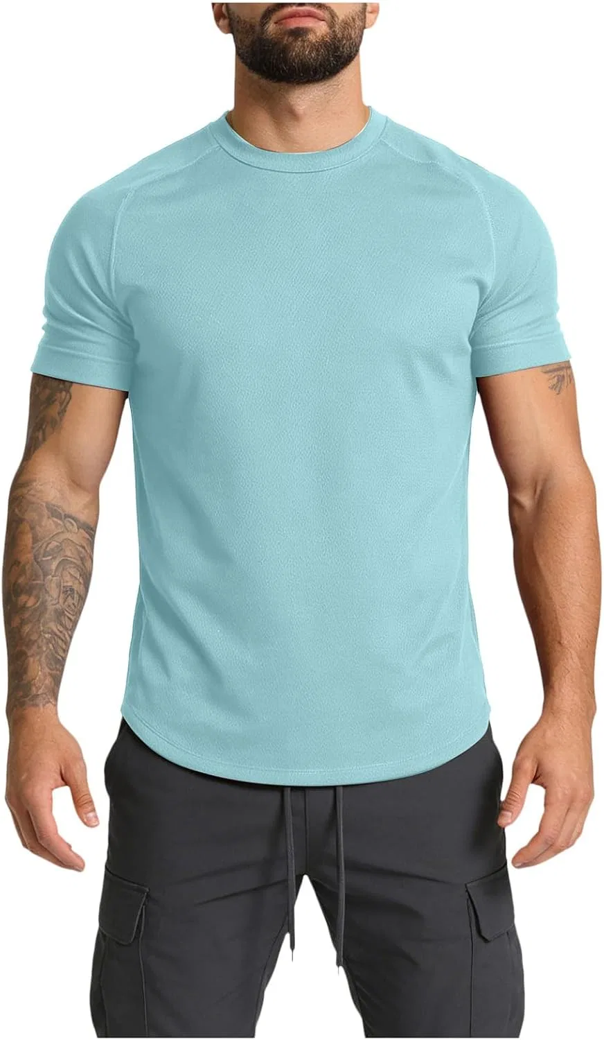 Мужская быстросохнущая футболка с круглым вырезом, Light Blue