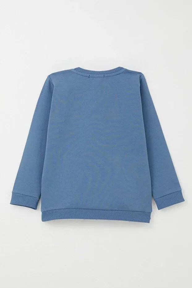 Детский комплект спортивного костюма для мальчиков с принтом Happy Puppy Embroidered Breeze, Indigo — фото 4
