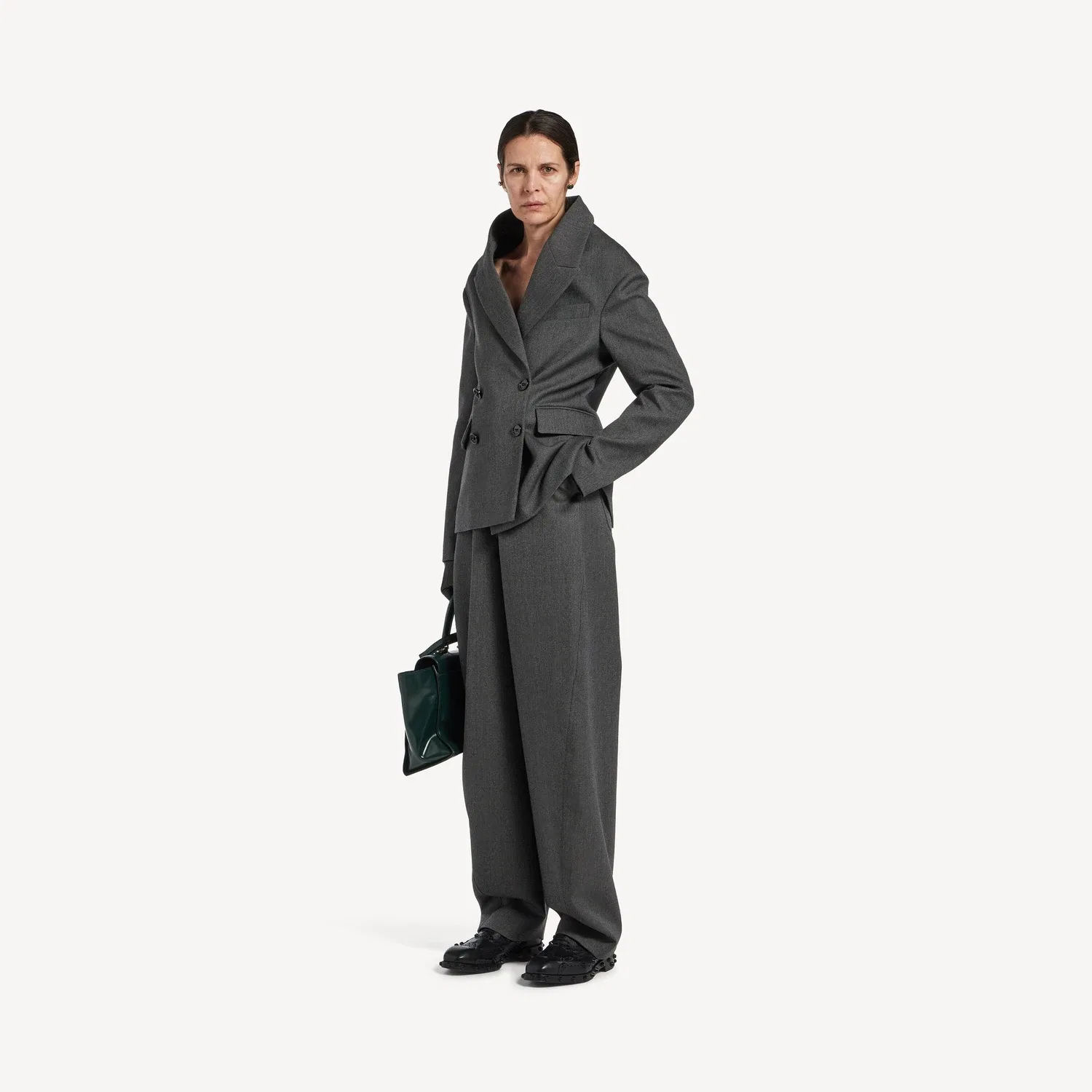Женские брюки-дудочки с высокой талией Balenciaga, серый — фото 2