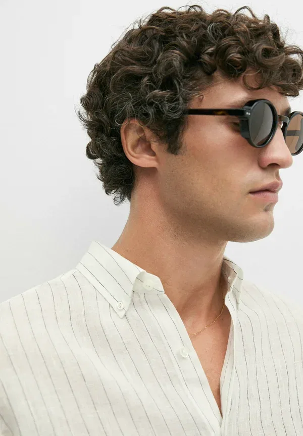 Рубашка из льна Shirt Massimo Dutti, бежевый — фото 4