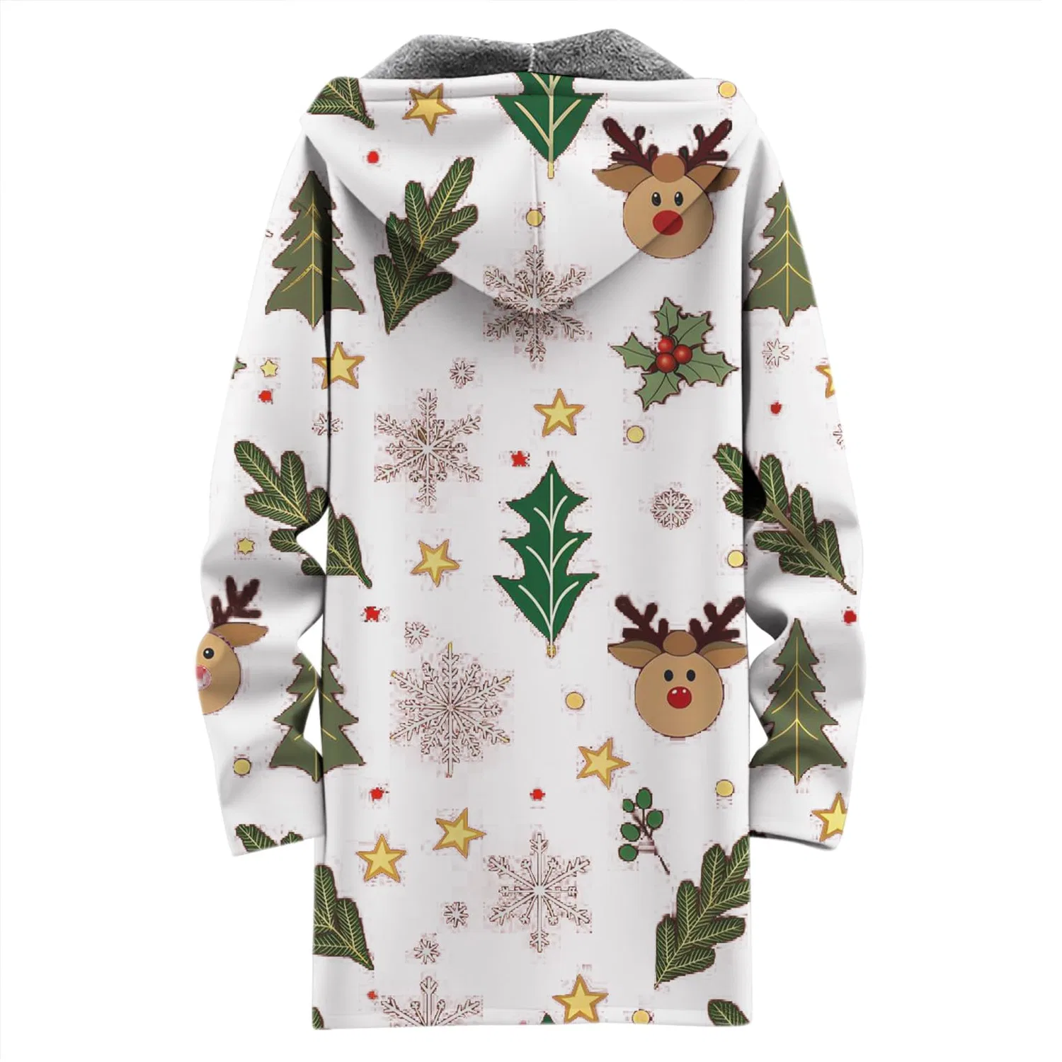 Женский кардиган с капюшоном на молнии с принтом Christmas Rigolo, Bianco — фото 3