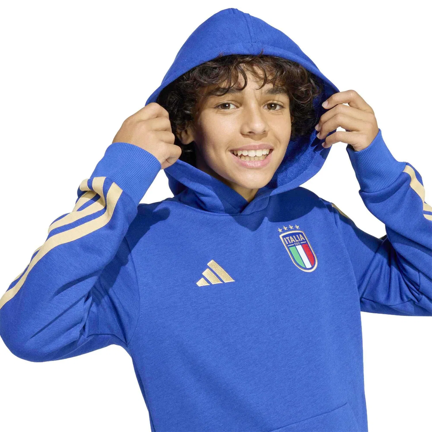 Детский свитшот с капюшоном Adidas Sport Figc Kinder Hd Sweatshirt, Цвет BLAU — фото 4