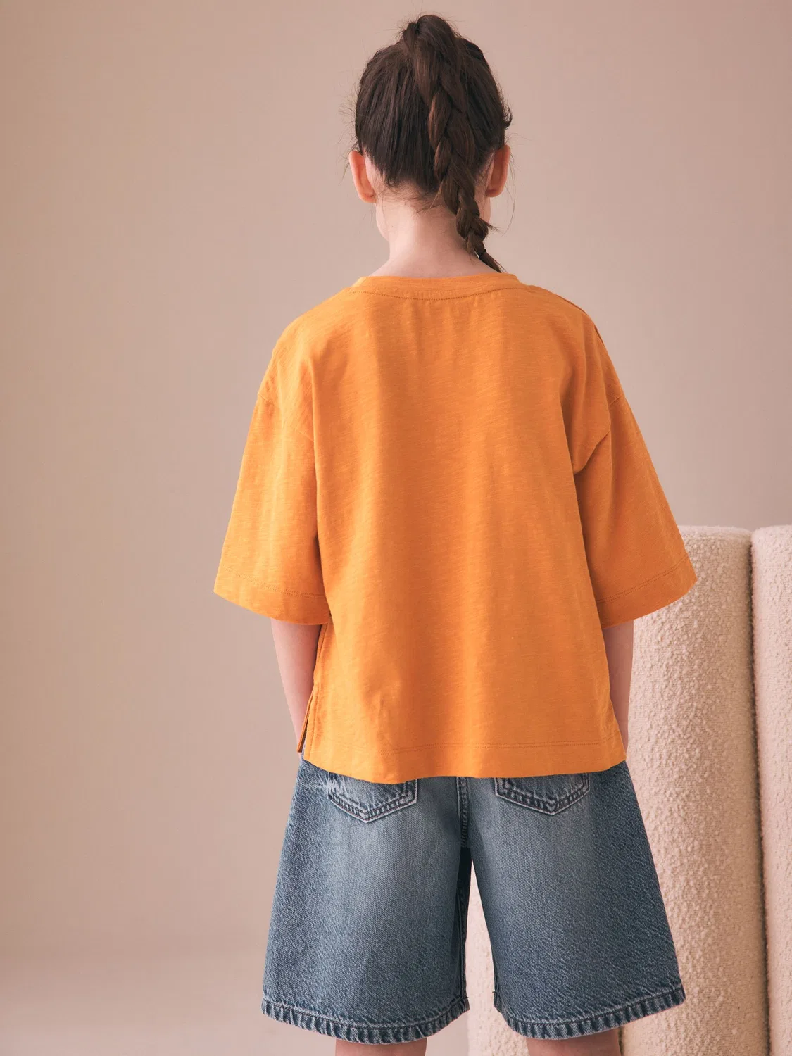 Футболка оверсайз с вышивкой Orange Soleil Next, оранжевый — фото 3