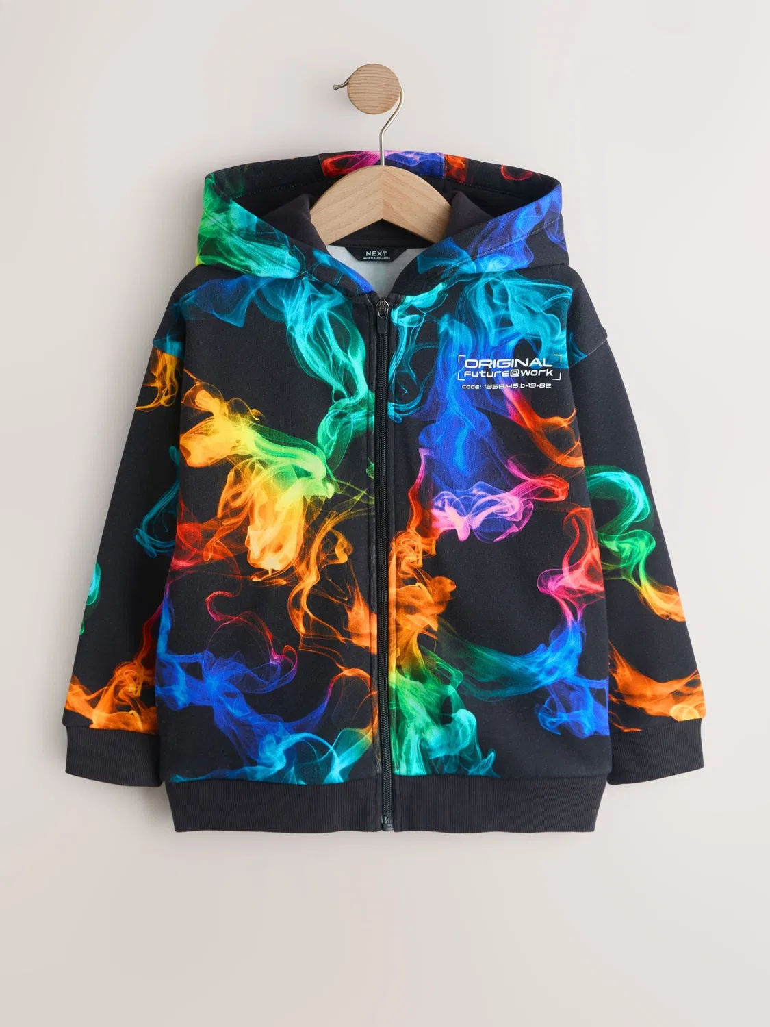 Худи на молнии Black Multi Graphic Next, черный мульти