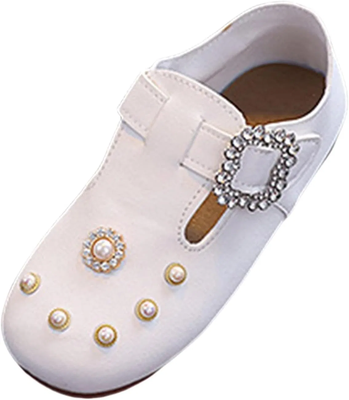Детские туфли Мэри Джейн для девочек с жемчугом Princess, White