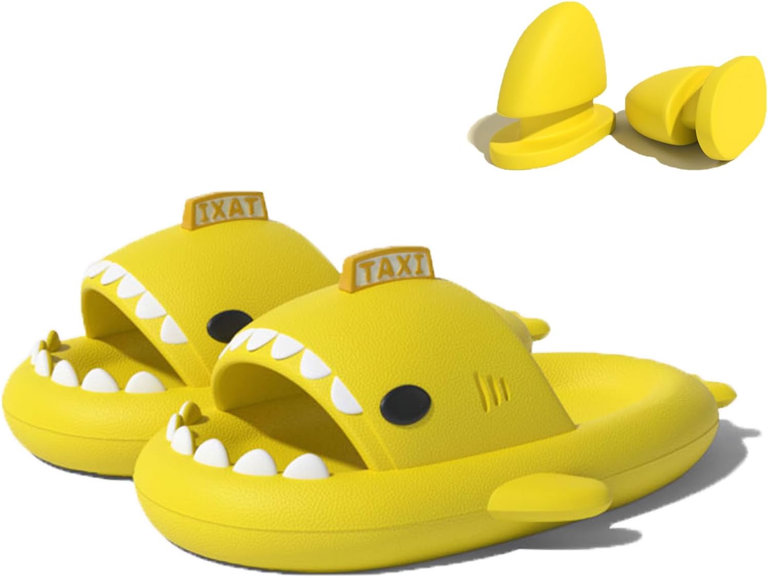 

Тапочки Zureto Shark с 3D забавными плавниками, унисекс, тускло-облачные, с открытым носком, для душа, бассейна и пляжа, из ЭВА, желтый