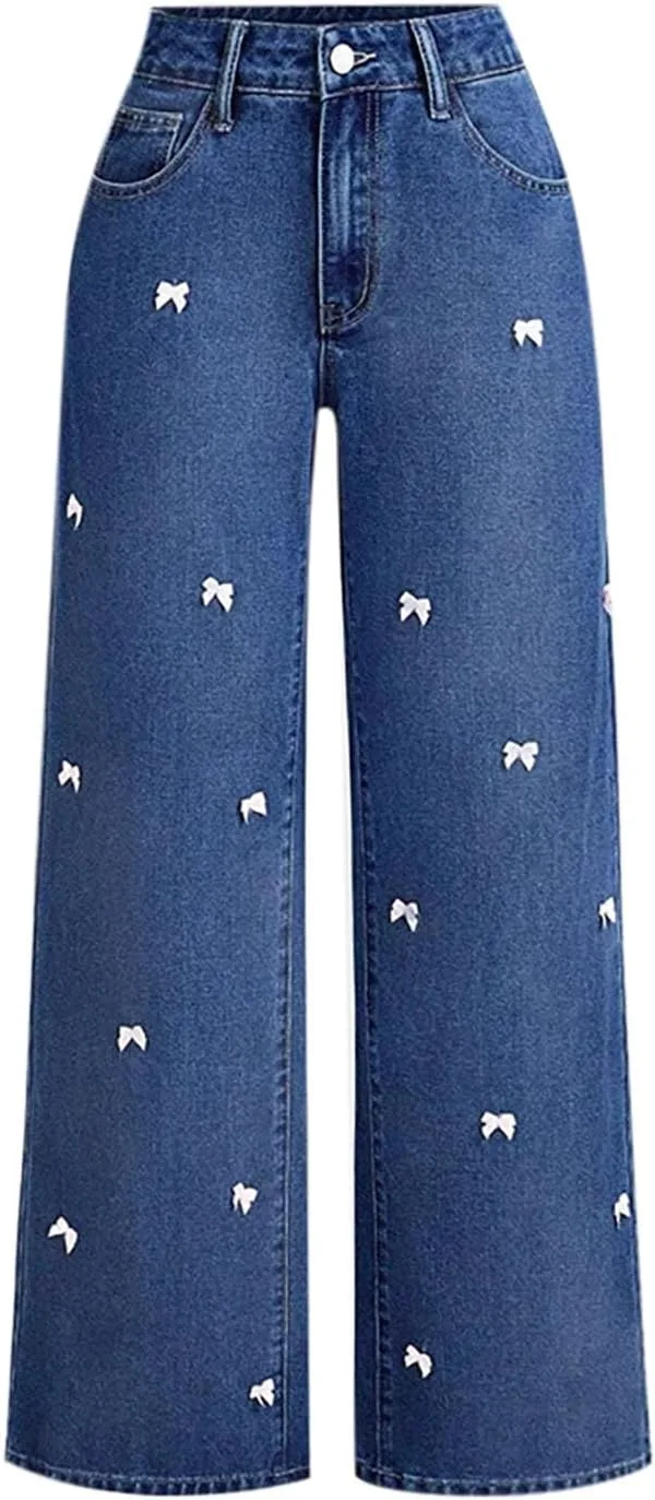 

Джинсы женские Wide Leg High Waisted Stretchy AOREUGL