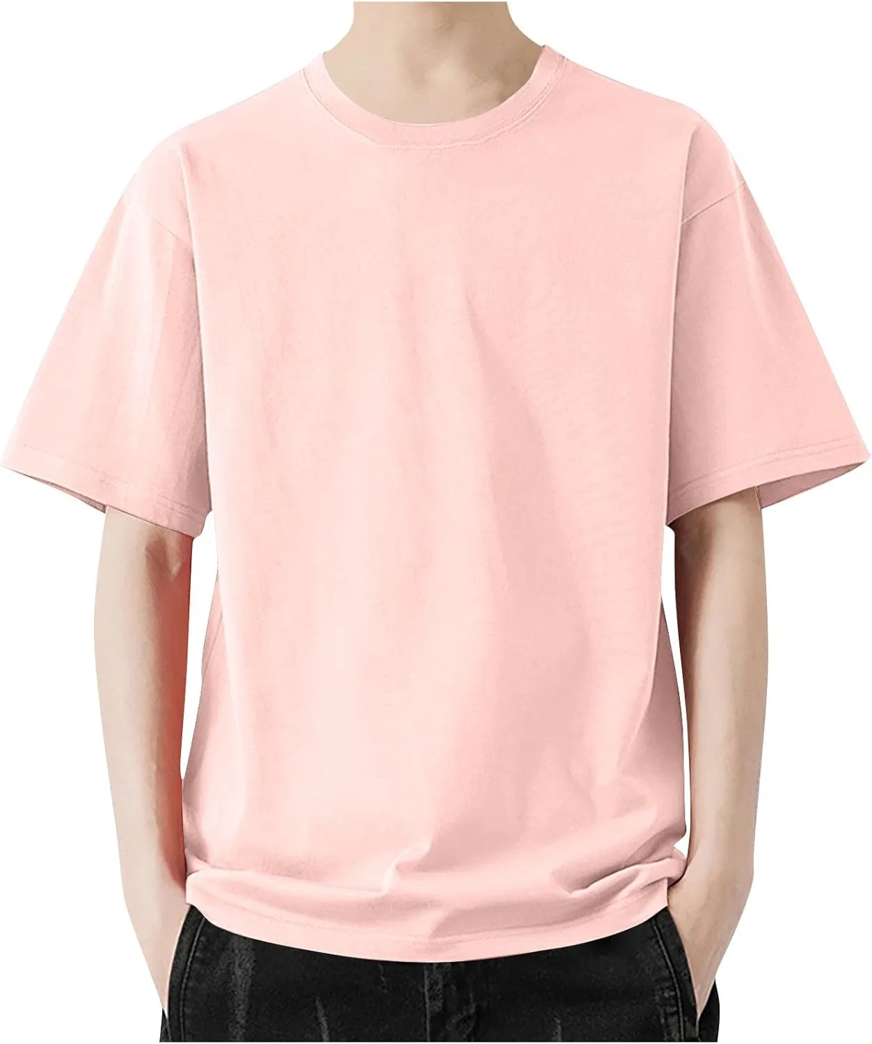 Мужская базовая футболка с круглым вырезом, Pink — фото 2