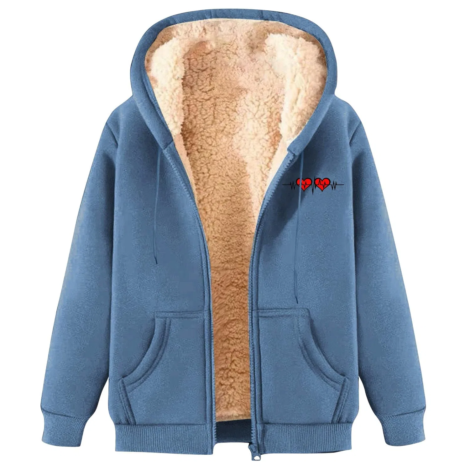 Женская флисовая куртка с молнией и подкладкой из шерпы для зимы, Z02-sky Blue