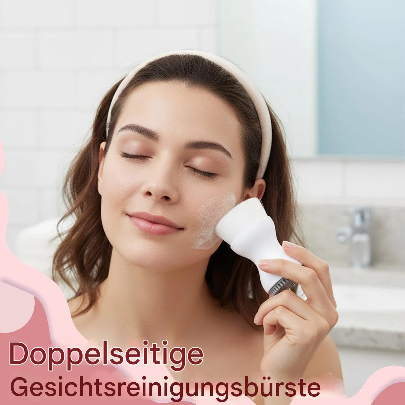 Силиконовая щетка для лица, двойная, 7 см, Weiß Generisch — фото 2