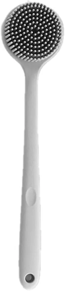 Двусторонняя силиконовая щетка для тела с длинной ручкой, Marchfunny, 1 шт, 37.5x8 см, Серый
