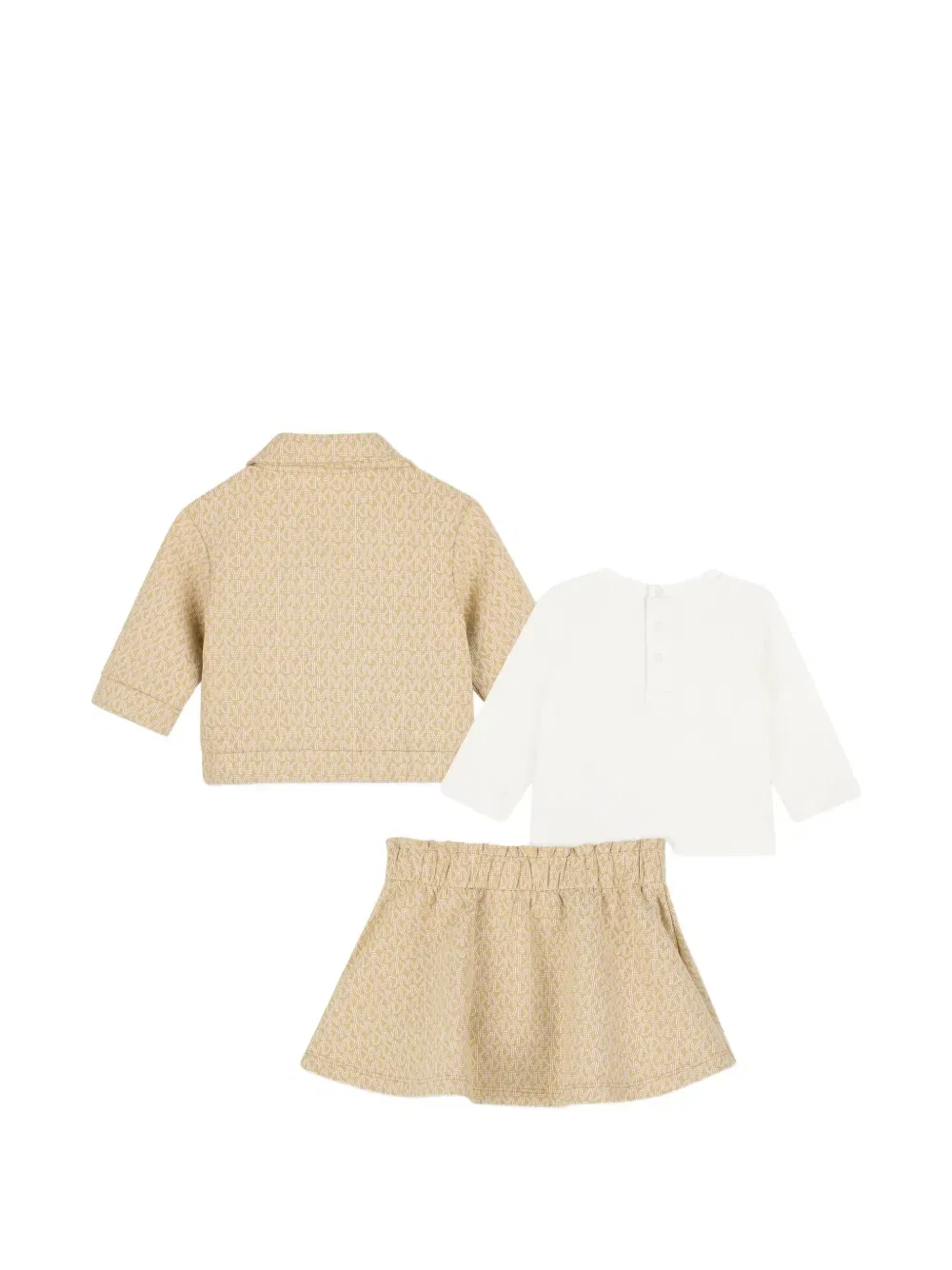 Комплект из трех предметов с монограммой Michael Kors Kids, бежевый — фото 2