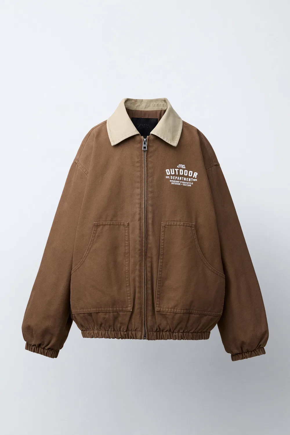 Куртка с контрастным воротником ZARA, Brown