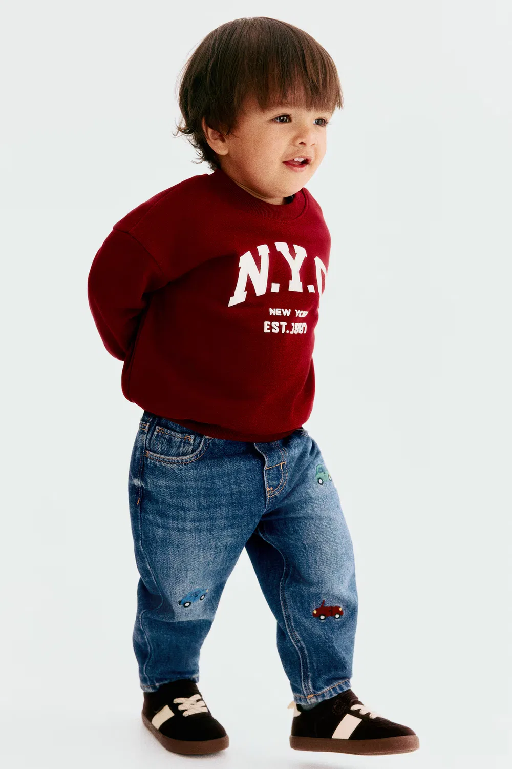 Джинсы с вышивкой в виде мотивов H&M, Denimblau/Autos — фото 2