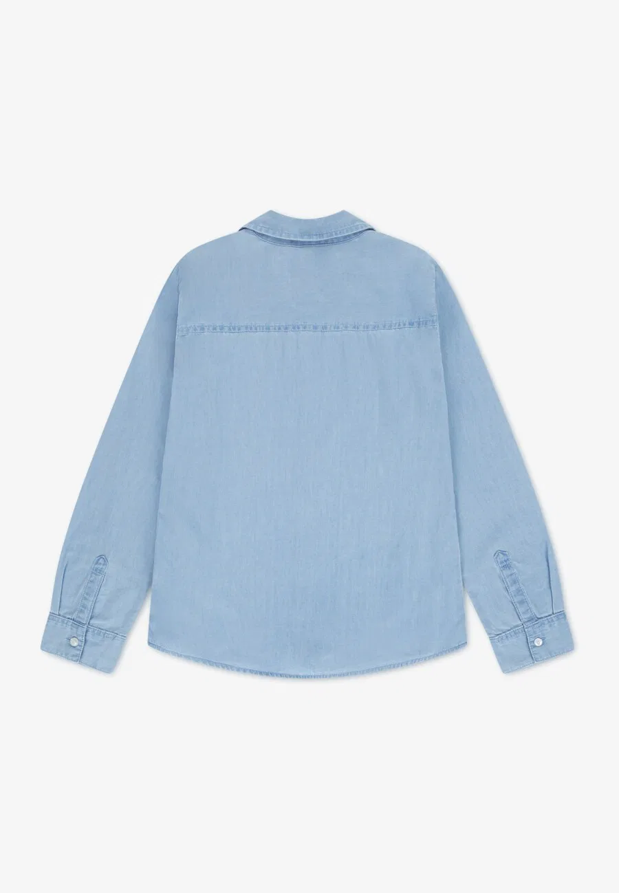 Детская рубашка Levi's Kids прямого кроя на пуговицах, модель 'BATTERY HOUSEMARK', синего цвета — фото 2