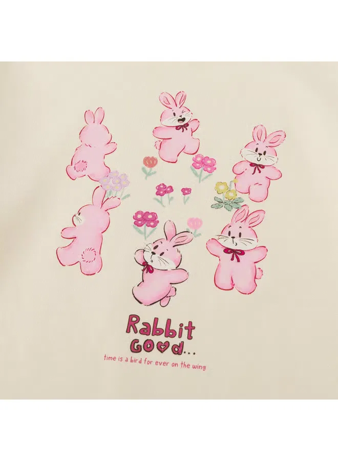 Худи с капюшоном и круглым вырезом Doodle Home, бежевый — фото 3