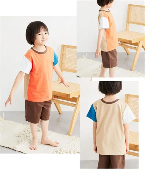Детский комплект пижам с коротким рукавом из хлопка, модель 2way QUNTSTYLE, Beige — фото 3