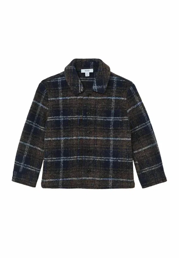 Пальто клетчатое Over Reiss, Navy Blue, Brown, темно-синий/коричневый