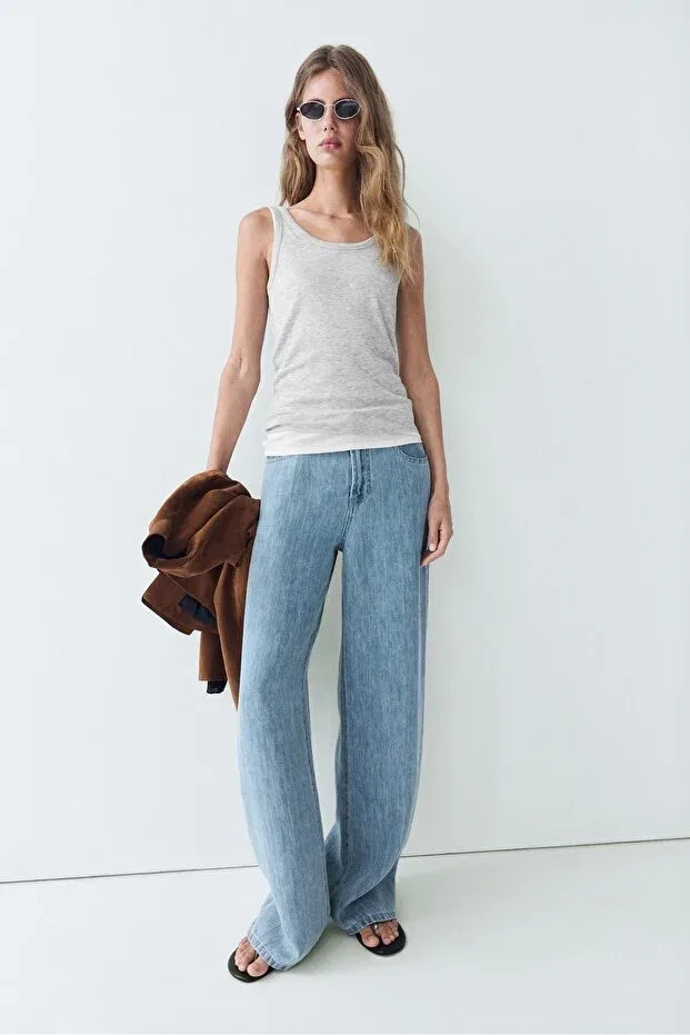 Женская майка без рукавов Massimo Dutti, Gray — фото 4