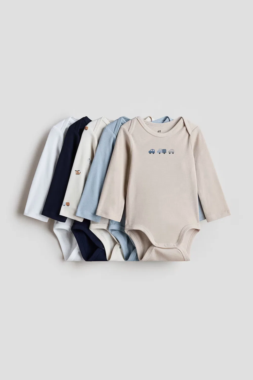 Набор из 5 боди с длинными рукавами H&M, Blau/Fahrzeuge
