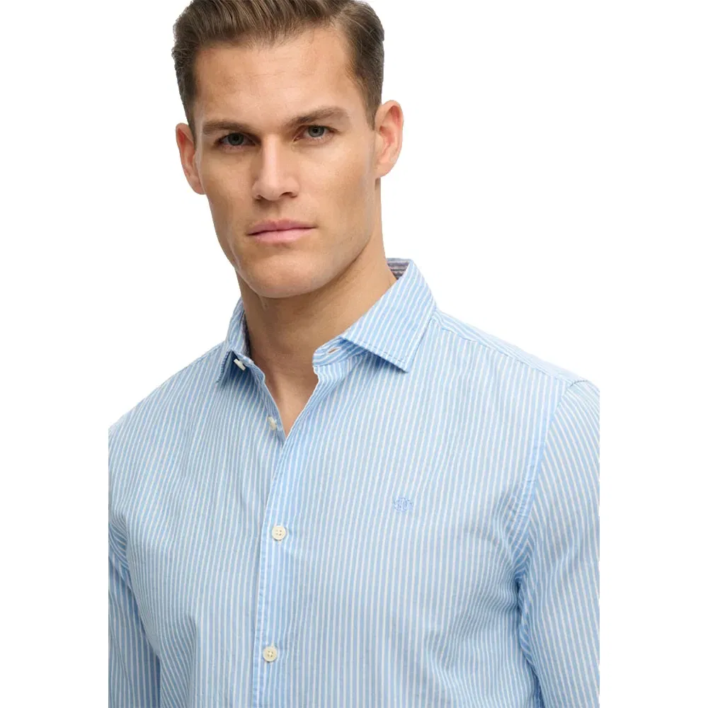 Мужская рубашка с длинным рукавом Cut Away Poplin Superdry, Blue — фото 3