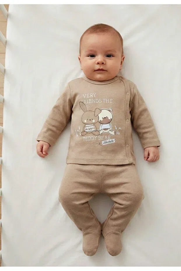 Детский комплект для новорожденных с принтом Bear Brothers Elbebek Baby, Brown