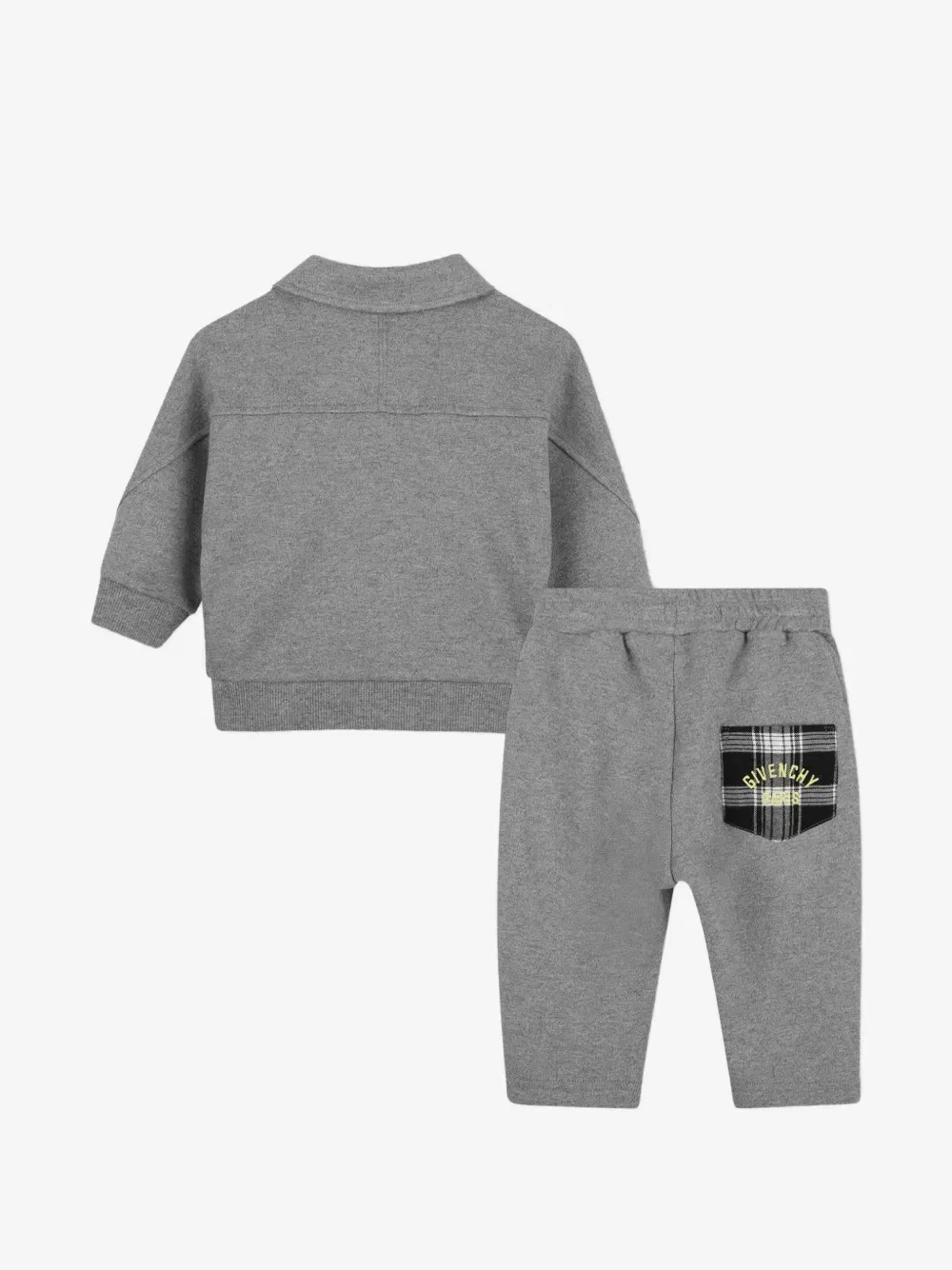 Спортивный костюм с клетчатыми карманами Givenchy Kids, серый — фото 2