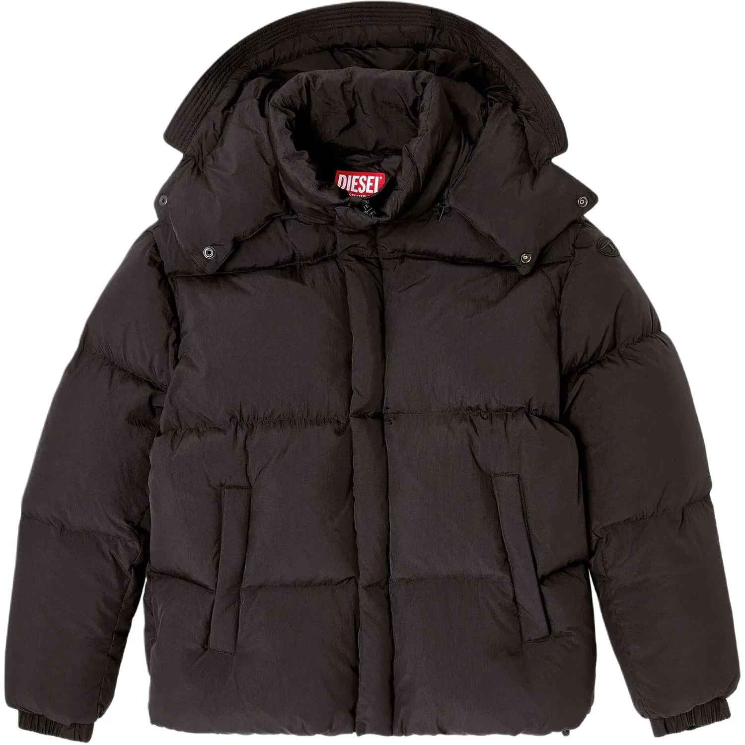Мужское пальто из пуха с отстегивающимся капюшоном, DIESEL, Black