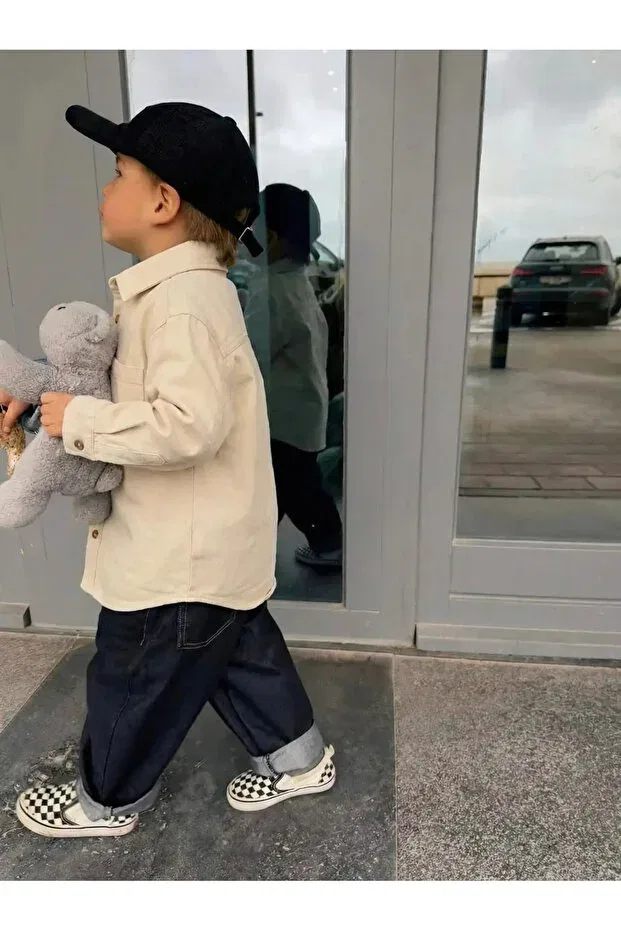 Детская рубашка для мальчиков с длинным рукавом Poalakids, Cream Poalakıds