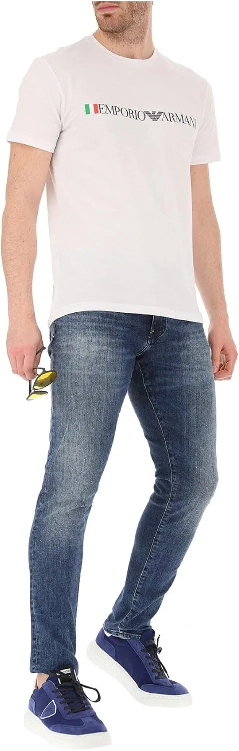Мужская футболка с V-образным вырезом Megalogo Emporio Armani, White — фото 4