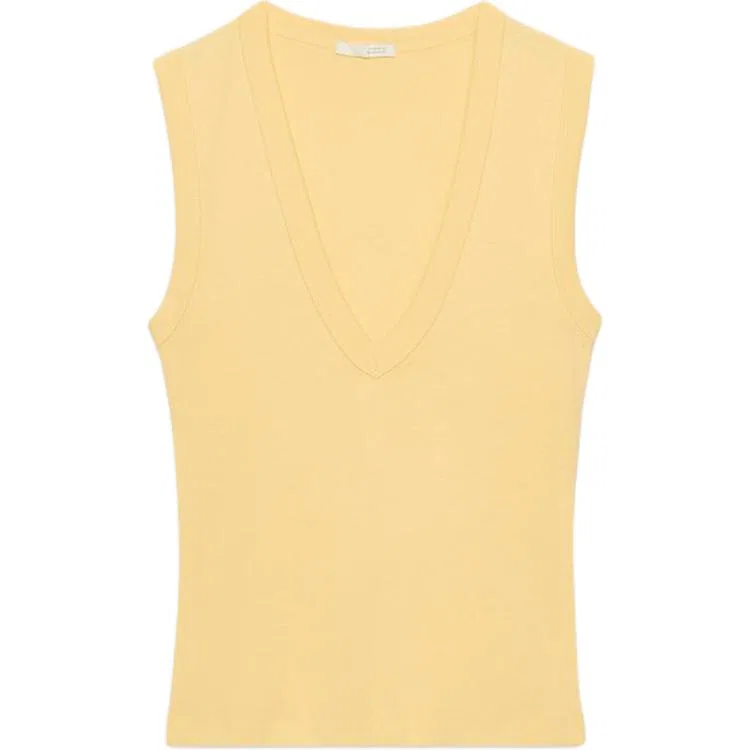 Женский топ-майка с V-образным вырезом, прямой крой, Yellow, ZARA