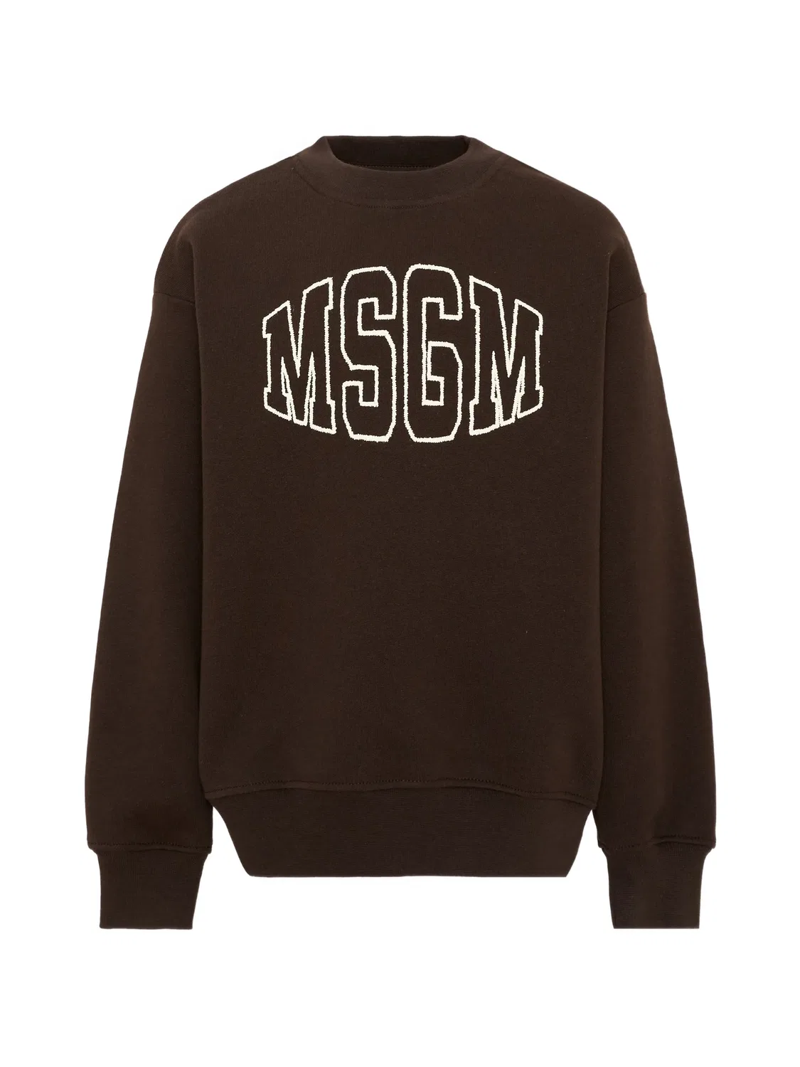 Хлопковый свитшот с вышитым логотипом MSGM, коричневый