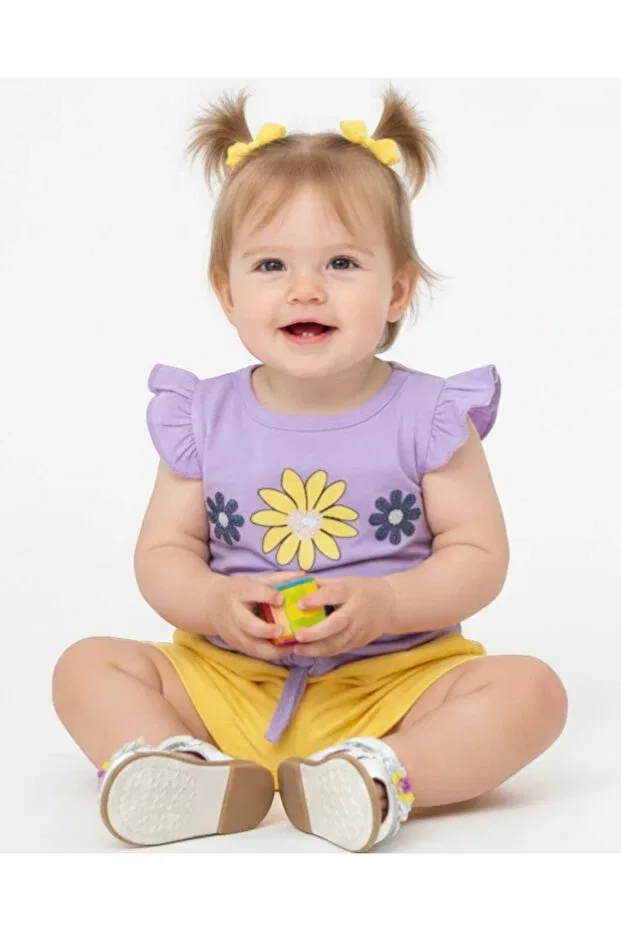 Детский комплект для девочек с цветочным принтом Voyyo Kids Baby, Lila
