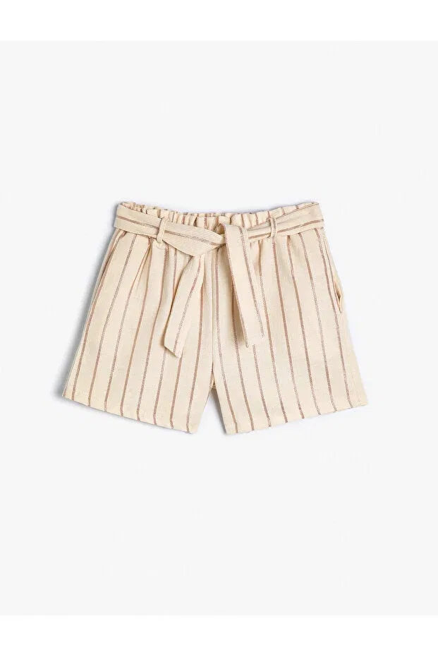 Детские шорты для девочек хлопковые Koton, Ecru Striped