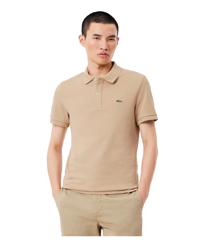 Оригинальное поло l.12.12 приталенного кроя Lacoste, бежевый — фото 2