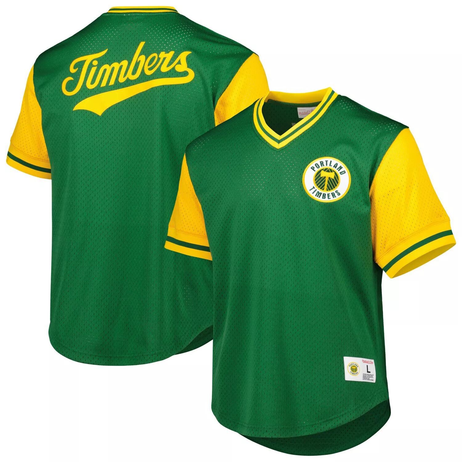 

Мужская сетчатая футболка с v-образным вырезом Mitchell & Ness Green Portland Timbers