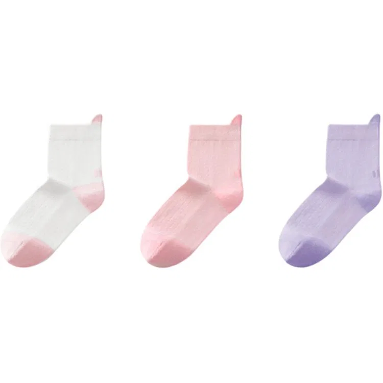 Детские носки набор из 3 пар BENEUNDER, Цвет Peach Cloud White Cream Powder Soft Matte Purple