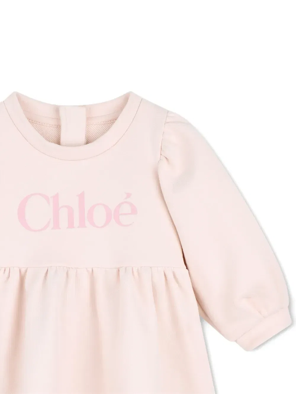 Платье с длинными рукавами и логотипом Chloé Kids, розовый — фото 3