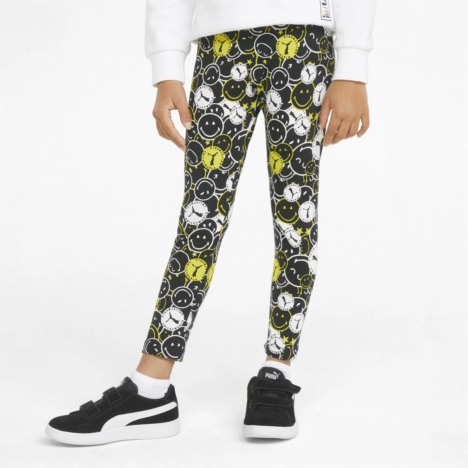 Детские леггинсы с принтом PUMA x SMILEY WORLD Puma, Schwarz Gelb — фото 2