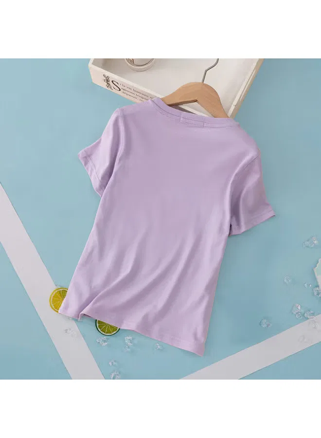 Футболка с принтом для девочек, хлопковая, Jeanswest, фиолетовый — фото 3