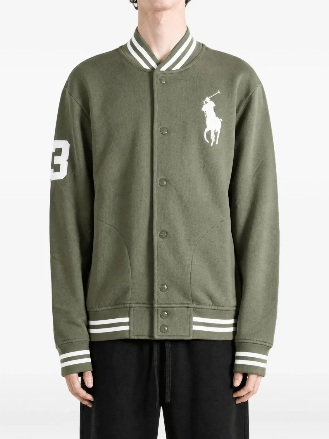Куртка-бейсболка Big Pony зеленая из флиса Polo Ralph Lauren, зеленый — фото 2