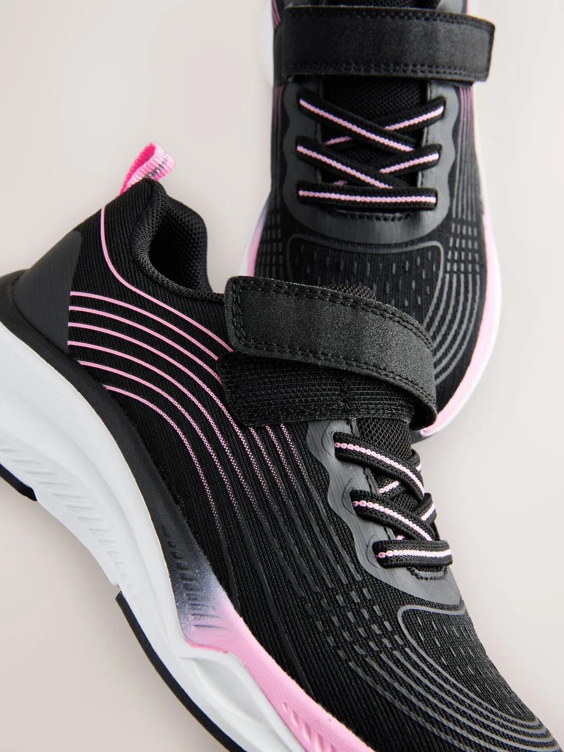 Кроссовки на эластичных шнурках Next, Black/Pink — фото 4