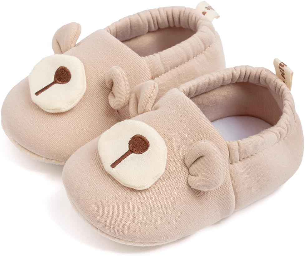 

Милые детские тапочки для новорожденных и малышей, для мальчиков и девочек, с мультяшными рисунками, мягкие, с нескользящей подошвой, носимые дома, как носки, с животными, для первого шага Sawimlgy, 02 Akhaki