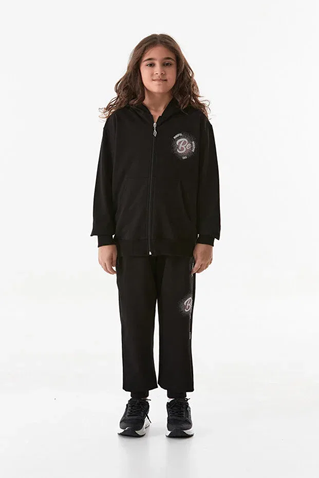 Детский спортивный костюм для девочек с принтом Fulla Moda, Black