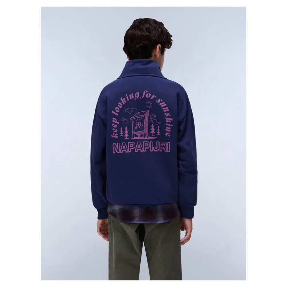 Детский свитшот для мальчиков с полузамком Tipi Half-Zip Napapijri, Blue — фото 2